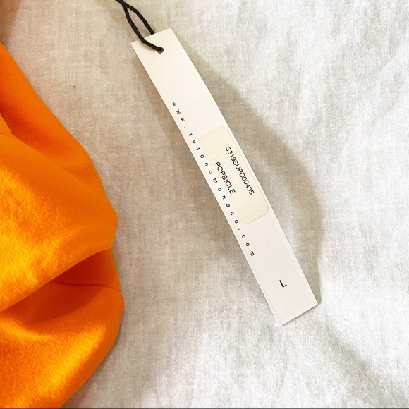 SUSANA MONACO Strapless Ruffle Bodycon Mini Dress Popsicle Orange Large NEW NWT - Picture 4 of 9